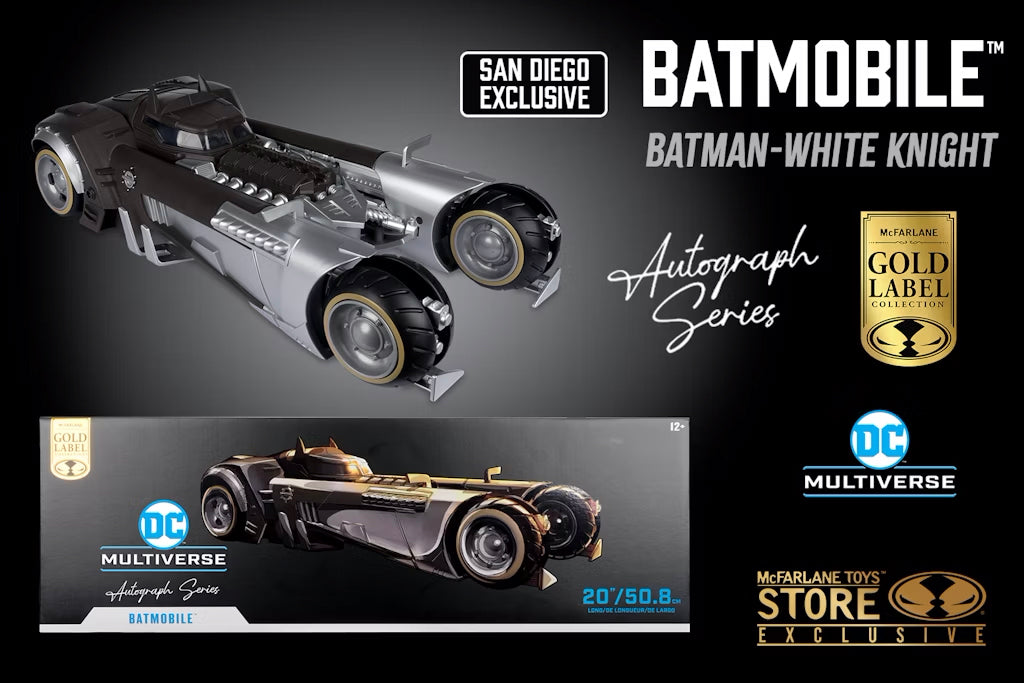DC Multiverse Batman: White Knight Batmobile AUTOGRAPH Series Gold Label Vehicle - SDCC Exclusive