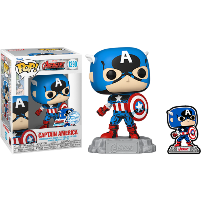 Funko Pop! Marvel The Avengers: Beyond Earth's Mightiest - Captain America 60th Vinyl Figure with Enamel Pin