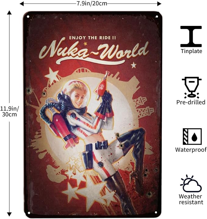 Fallout Nuka World Vintage Metal Sign 8x12 Inches