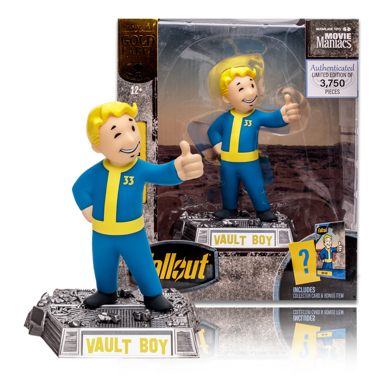 Fallout Vault Boy Movie Maniacs 6" Gold Label Posed Figure