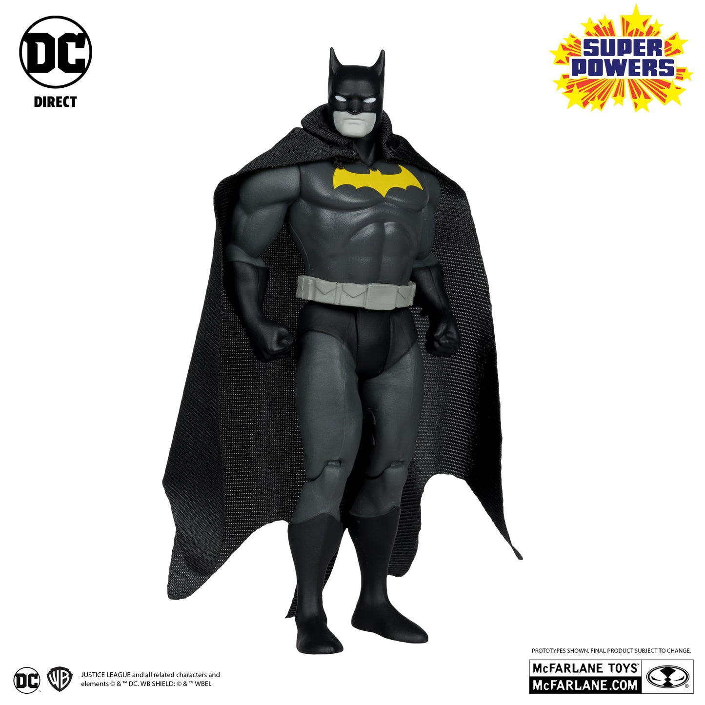 DC Super Powers Batman, Superman & Wonder Woman Black & White Accent Edition Gold Label 3pk SDCC Exclusive