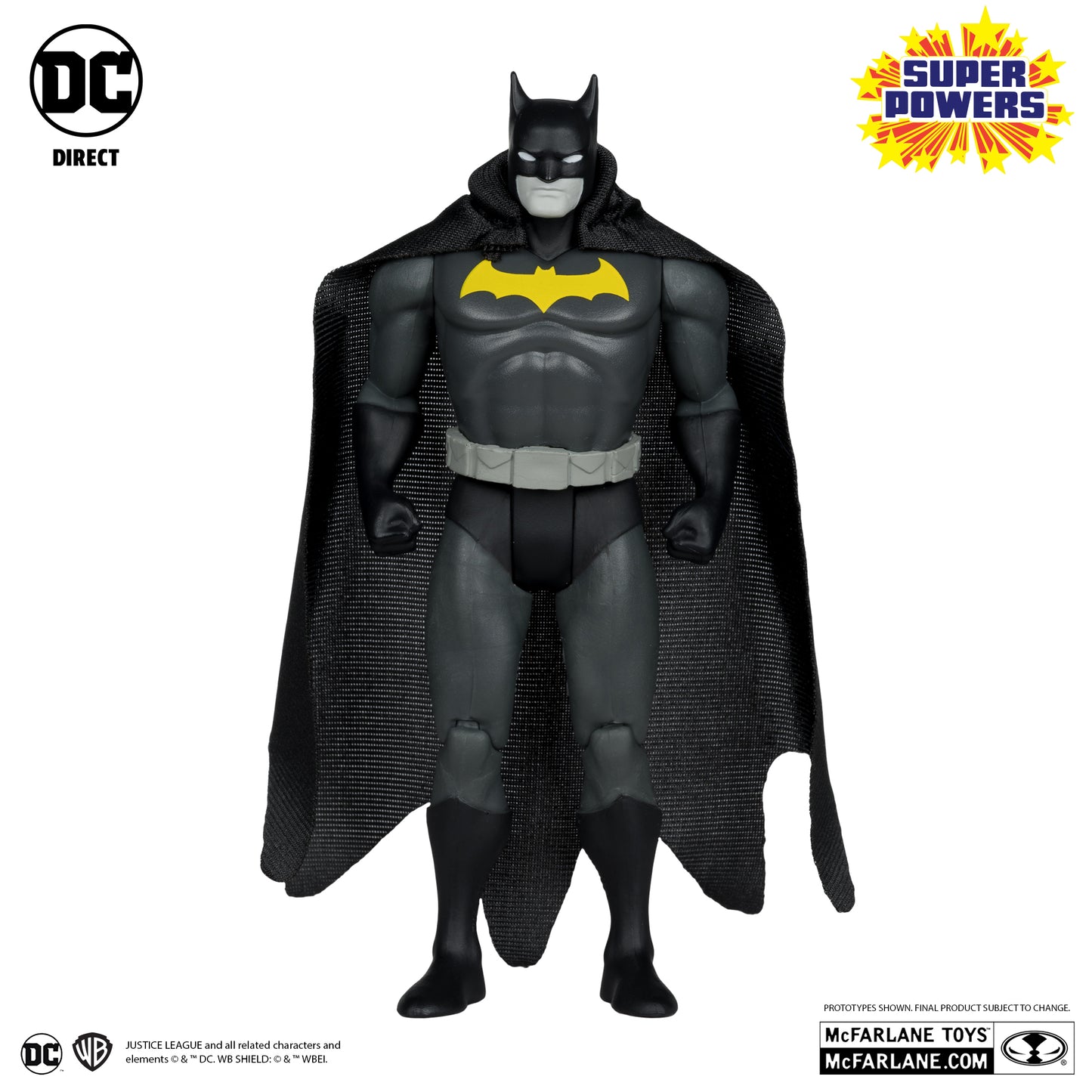 DC Super Powers Batman, Superman & Wonder Woman Black & White Accent Edition Gold Label 3pk SDCC Exclusive