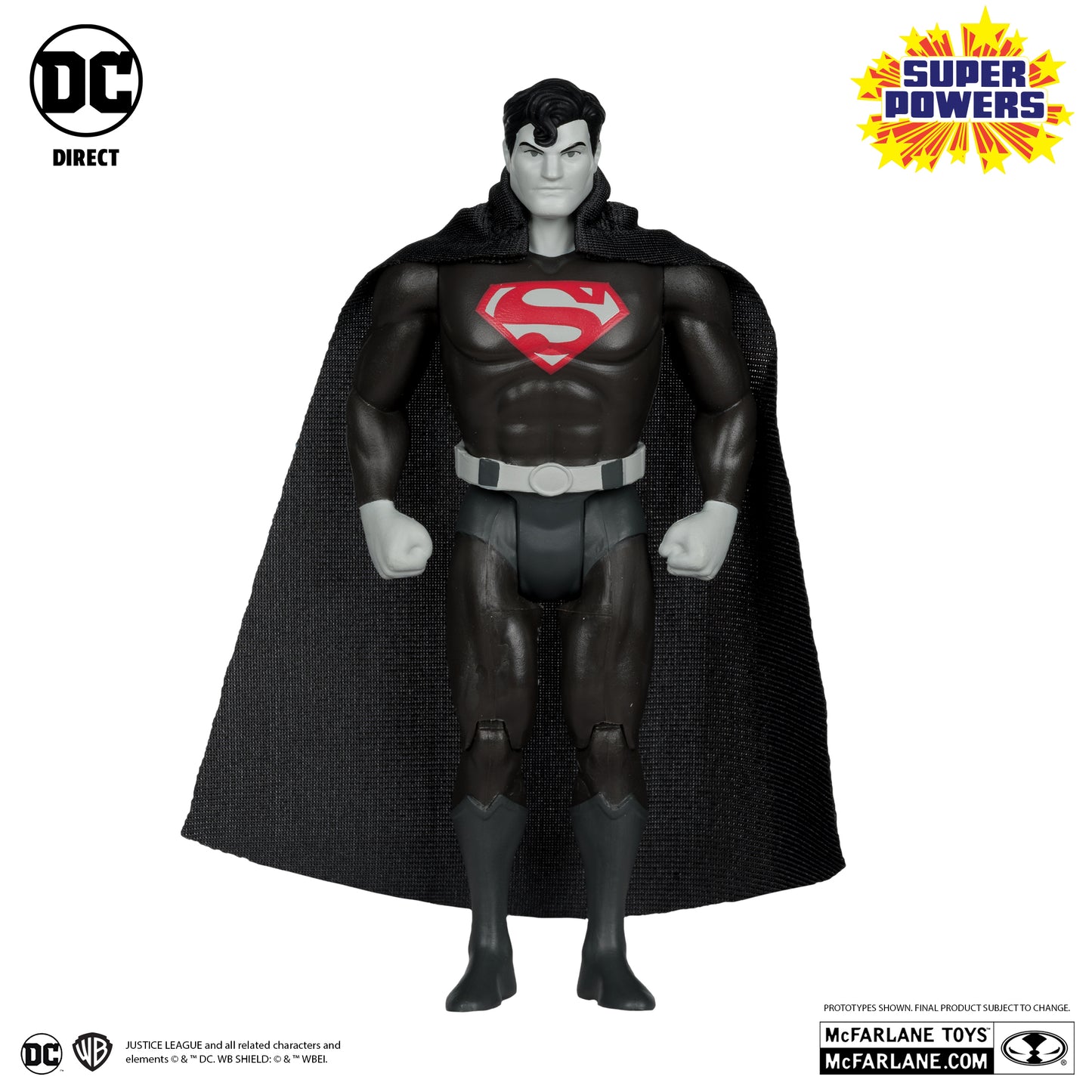 DC Super Powers Batman, Superman & Wonder Woman Black & White Accent Edition Gold Label 3pk SDCC Exclusive