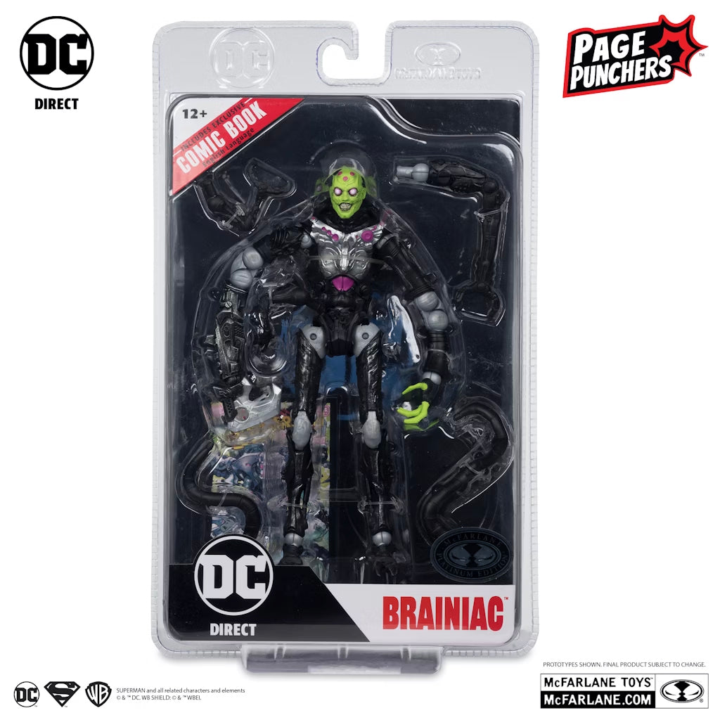 DC Page Punchers: Ghosts of Krypton Brainiac 7" PLATINUM EDITION Figure w/Comic