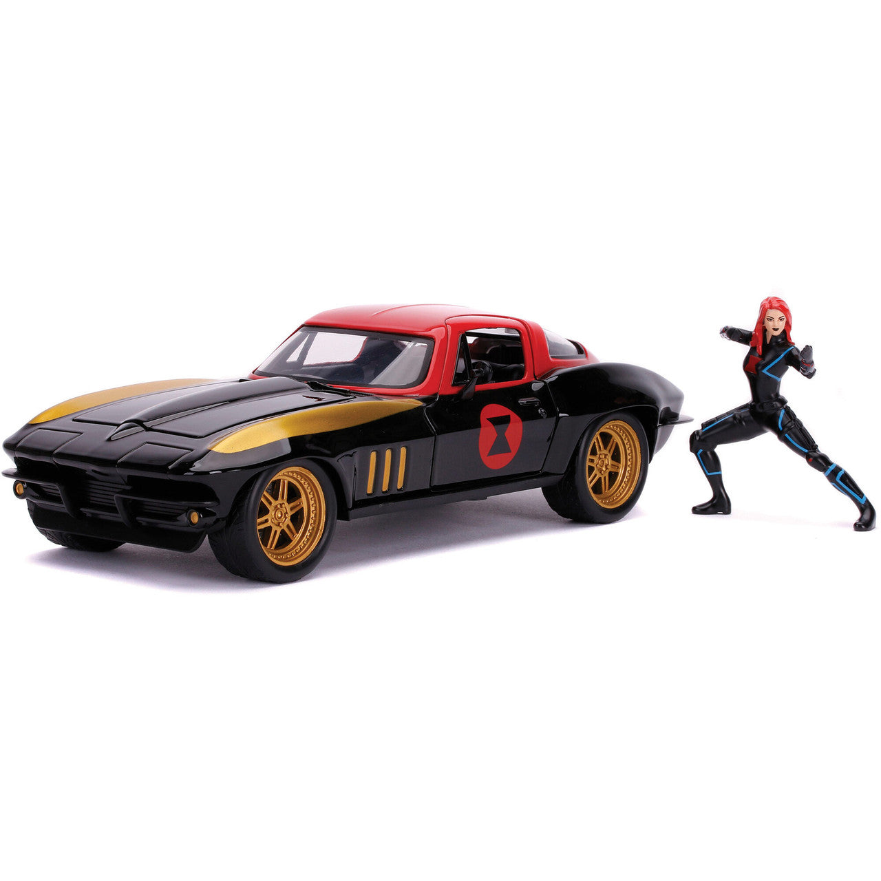 Jada Marvel 1966 Corvette 1/24 Diecast Vehicle With Black Widow Figure