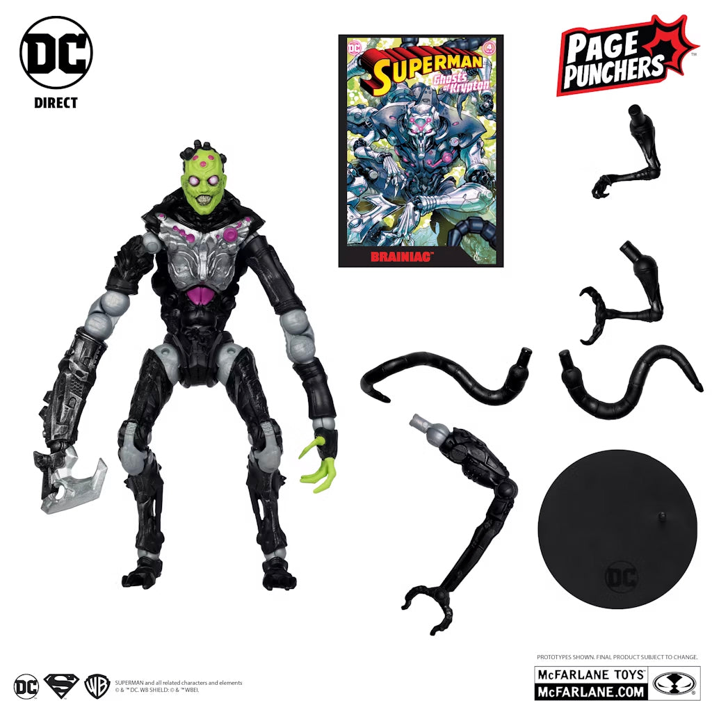 DC Page Punchers: Ghosts of Krypton Brainiac 7" PLATINUM EDITION Figure w/Comic