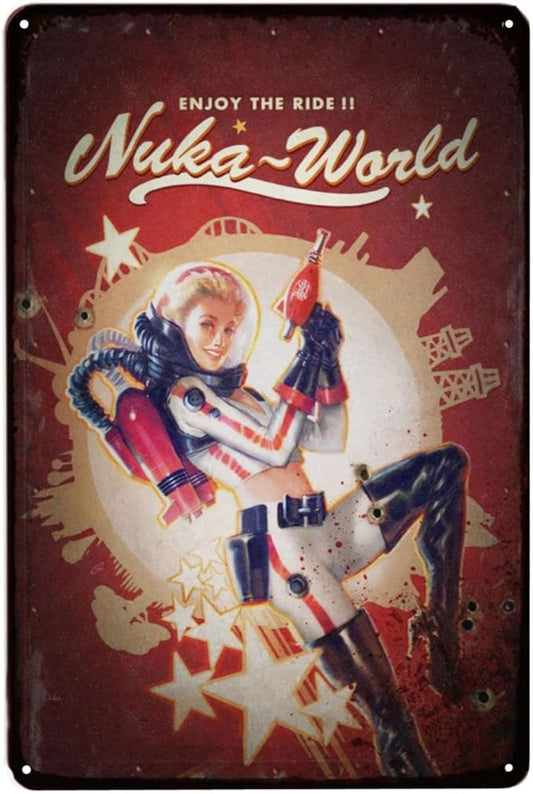 Fallout Nuka World Vintage Metal Sign 8x12 Inches