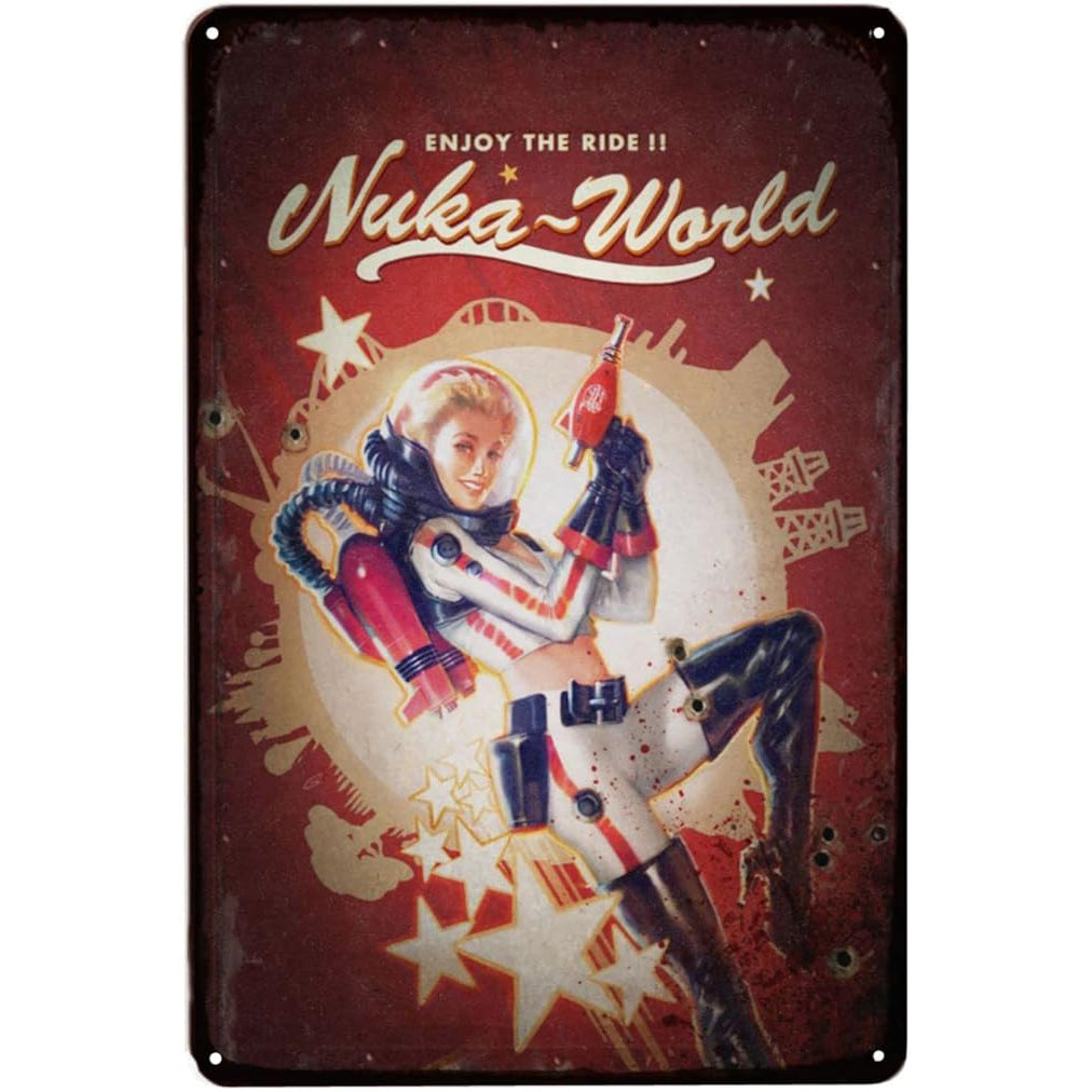Fallout Nuka World Vintage Metal Sign 8x12 Inches