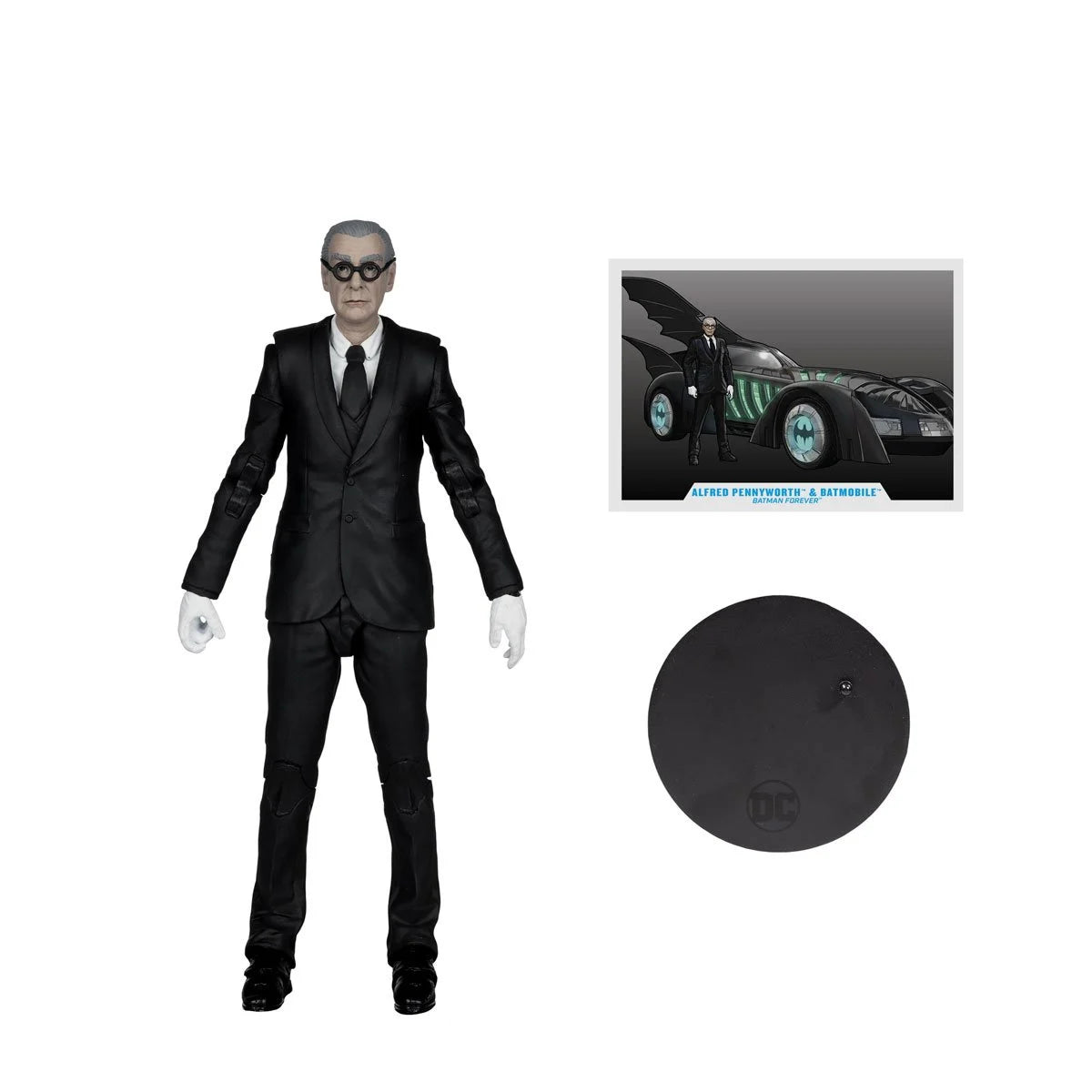 DC Multiverse Batman Forever Batmobile Vehicle and Alfred Pennyworth 7-Inch Scale Action Figure