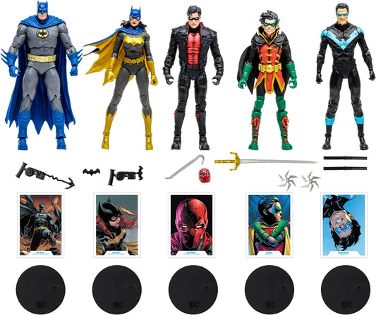 DC Multiverse Gold Label Collection Batman, Robin, Batgirl, Nightwing & Red Hood Exclusive Action Figure Set [Batman Family]