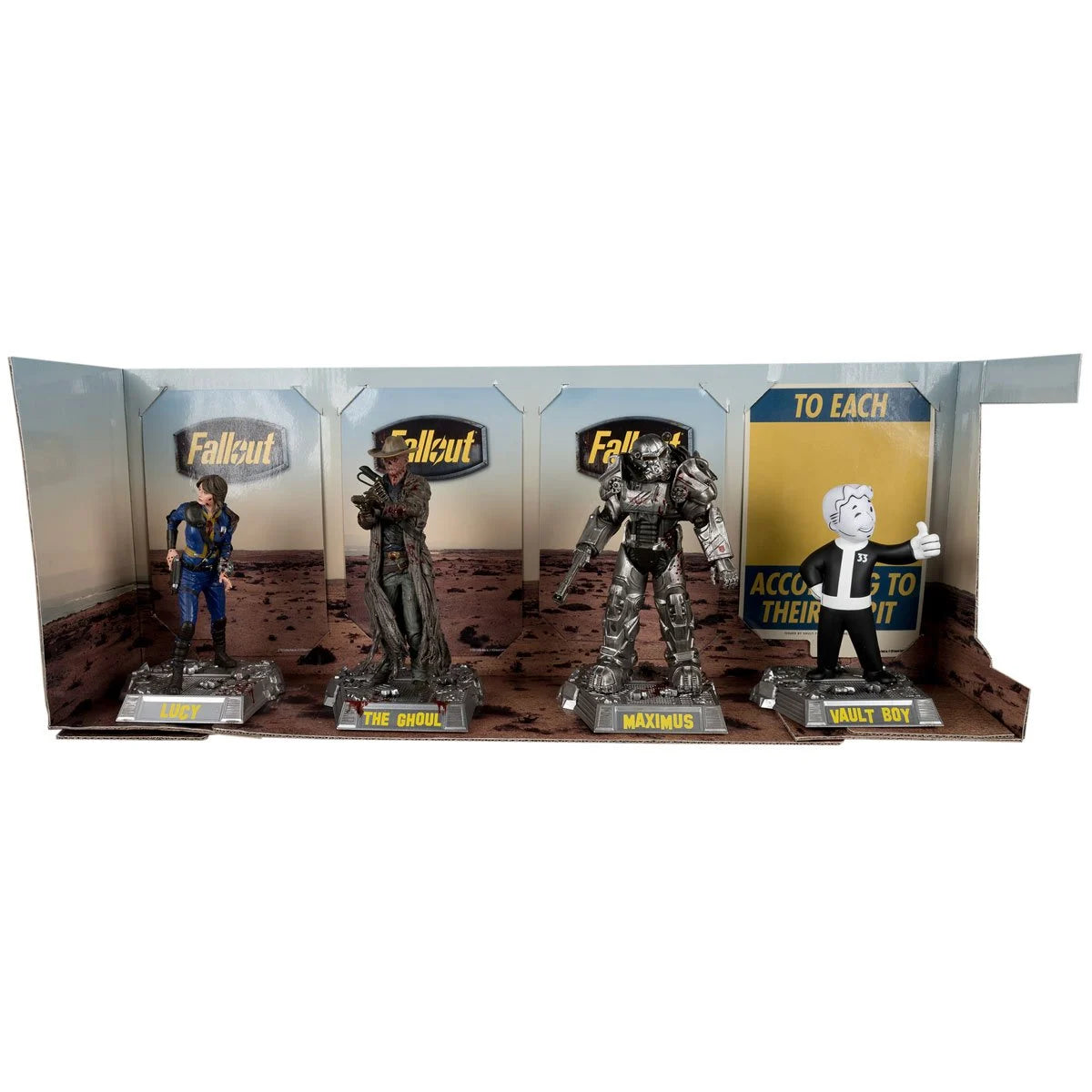 Fallout Movie Maniacs Lucy, Maximus, The Ghoul, and Vault Boy 6-Inch Posed Figure 4-Pack