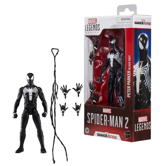 Marvel Legends Series Gamerverse Spider-Man 2 Peter Parker Black Suit 6-Inch Action Figure