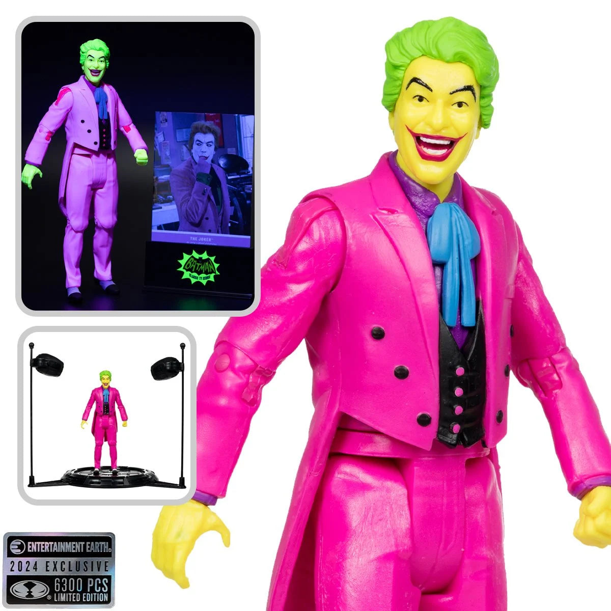 DC Retro The Joker Batman: Classic TV Series Black Light Gold Label 6-Inch Action Figure - Entertainment Earth Exclusive