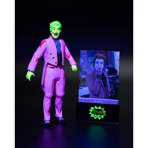 DC Retro The Joker Batman: Classic TV Series Black Light Gold Label 6-Inch Action Figure - Entertainment Earth Exclusive