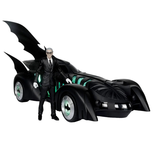 DC Multiverse Batman Forever Batmobile Vehicle and Alfred Pennyworth 7-Inch Scale Action Figure