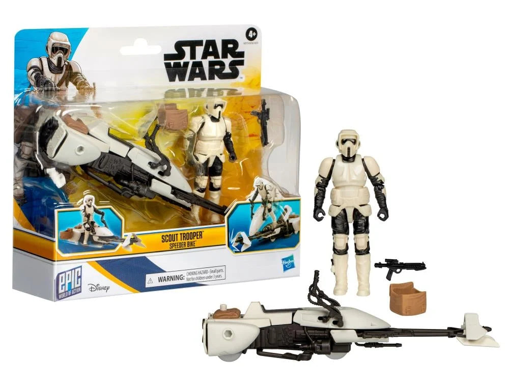 Star Wars Epic World of Action Scout Trooper & Speeder Bike 4" Action Figure Set